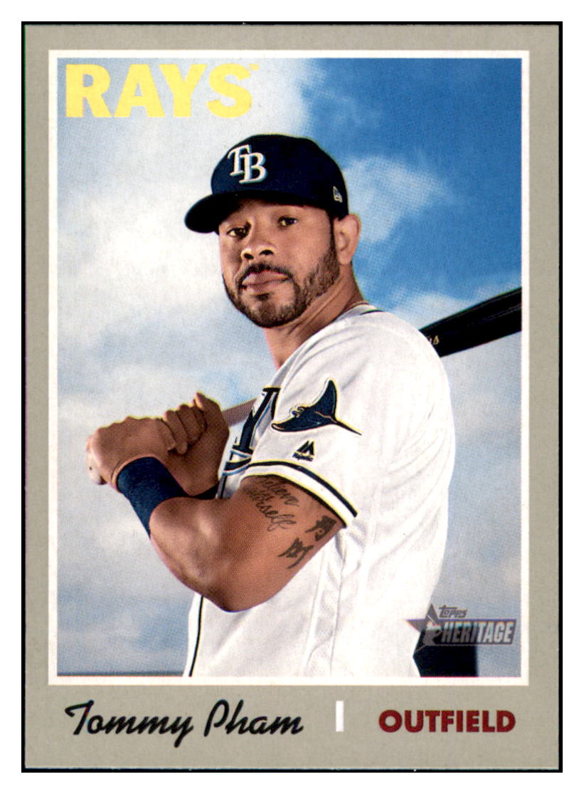 2019 Topps Heritage Tommy Pham    Tampa Bay Rays #194 Baseball card    TMH1B_1a simple Xclusive Collectibles