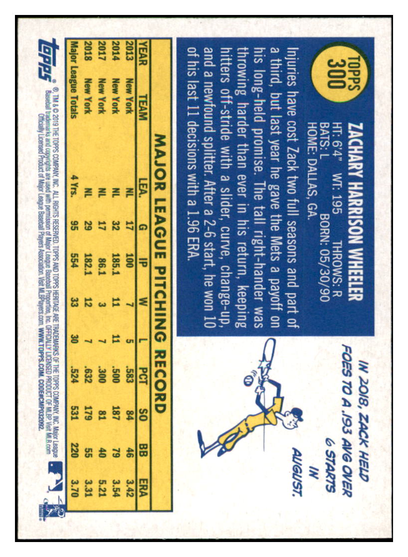 2019 Topps Heritage Zack Wheeler New York Mets #300 Baseball card TMH1B_1a simple Xclusive Collectibles
