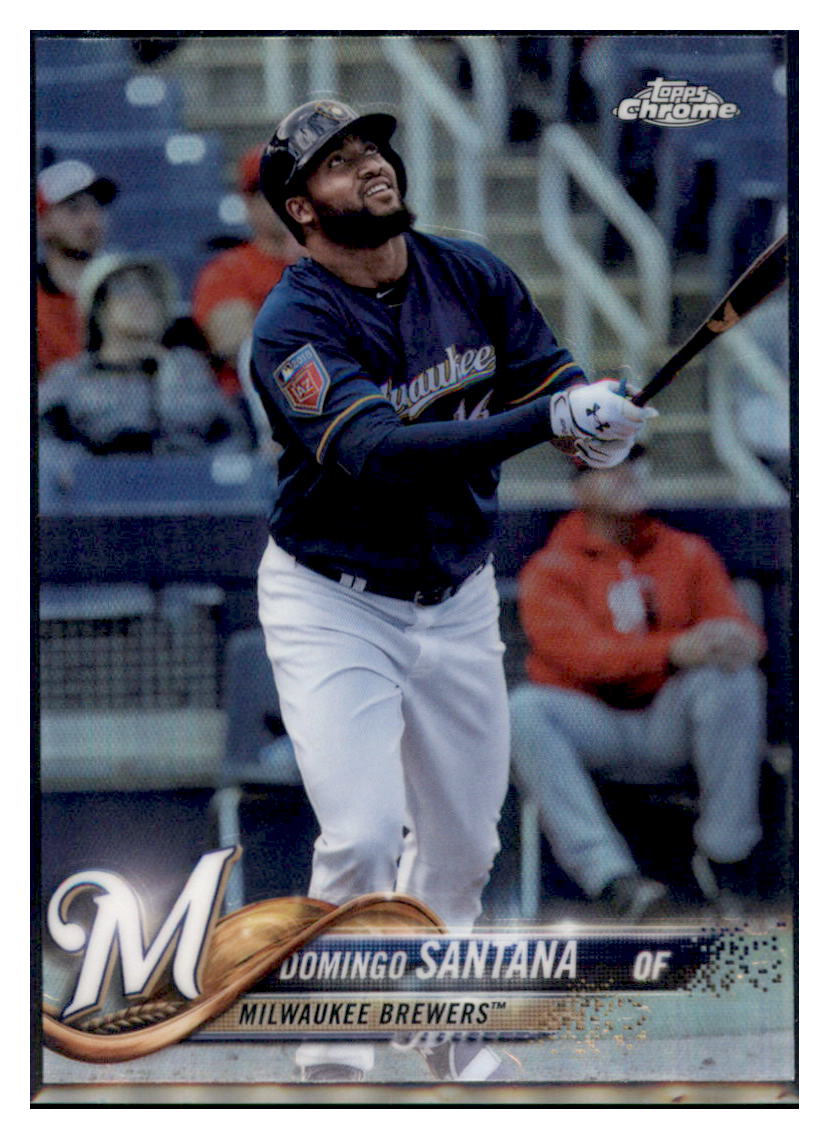 2018 Topps Chrome Domingo Santana    Milwaukee Brewers #93 Baseball card   VSMP1IMB simple Xclusive Collectibles