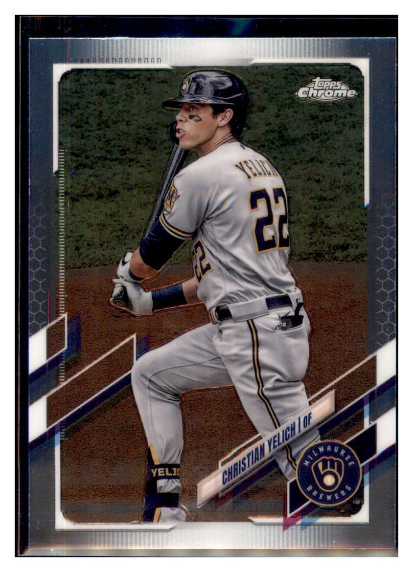 2021 Topps Chrome Christian Yelich    Milwaukee Brewers #18 Baseball card   BMB1C simple Xclusive Collectibles