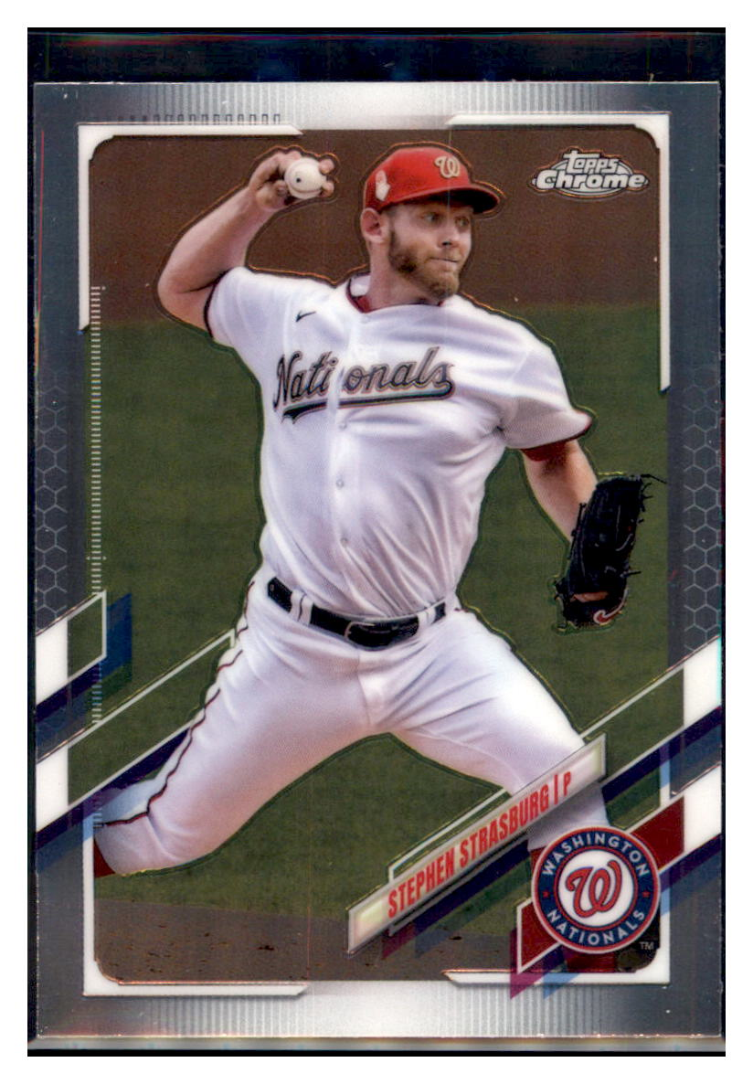 2021 Topps Chrome Stephen Strasburg    Washington Nationals #176 Baseball
  card   BMB1C_1a simple Xclusive Collectibles   