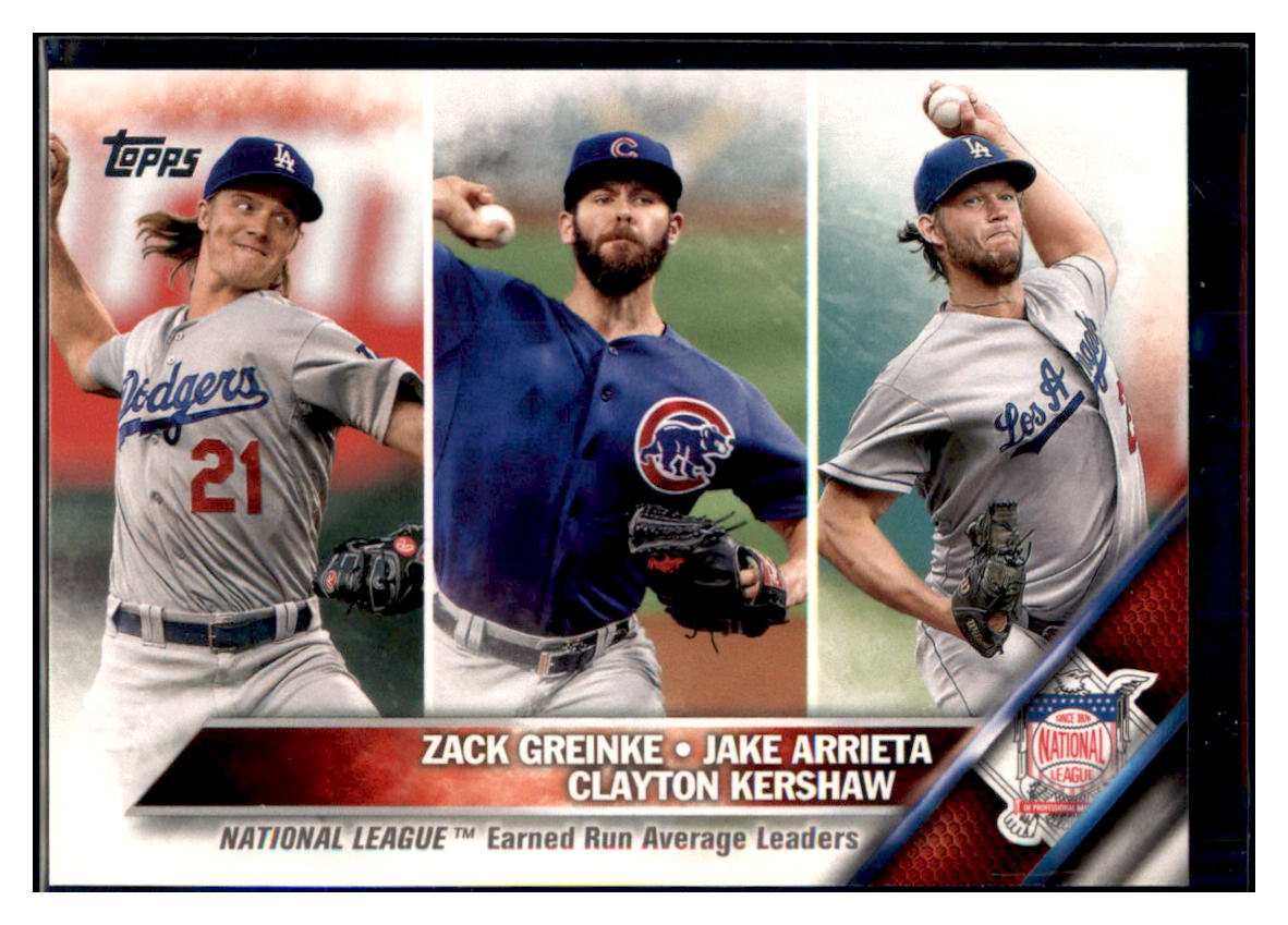 2016 Topps National League Earned Run
  Average Leaders LL    Los Angeles
  Dodgers / Chicago Cubs #58 Baseball card  
  CBT1A simple Xclusive Collectibles   