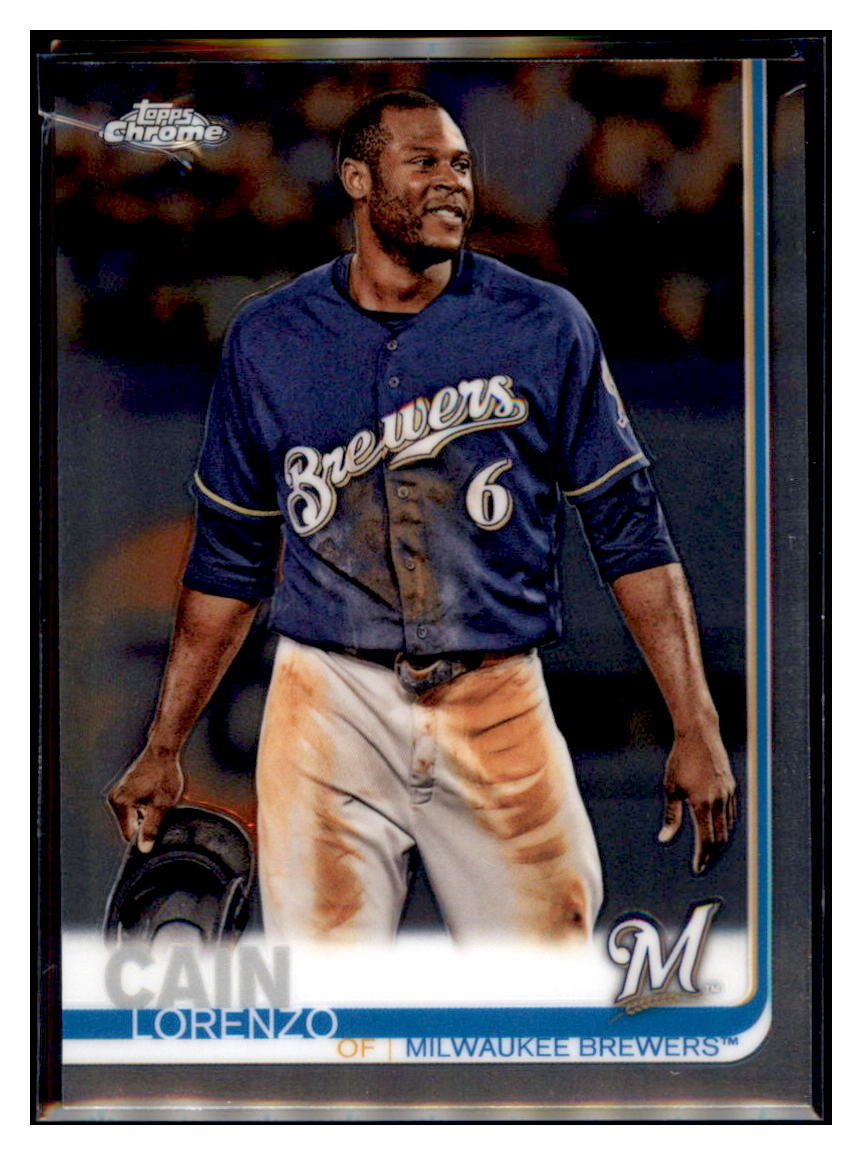 2019 Topps Chrome Lorenzo Cain    Milwaukee Brewers #29 Baseball card   CBT1A simple Xclusive Collectibles