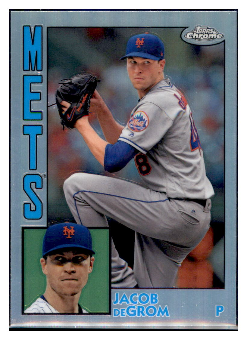 2019 Topps Chrome Jacob
  deGrom 1984 Topps Baseball  Baseball
  card CBT1B simple Xclusive Collectibles
