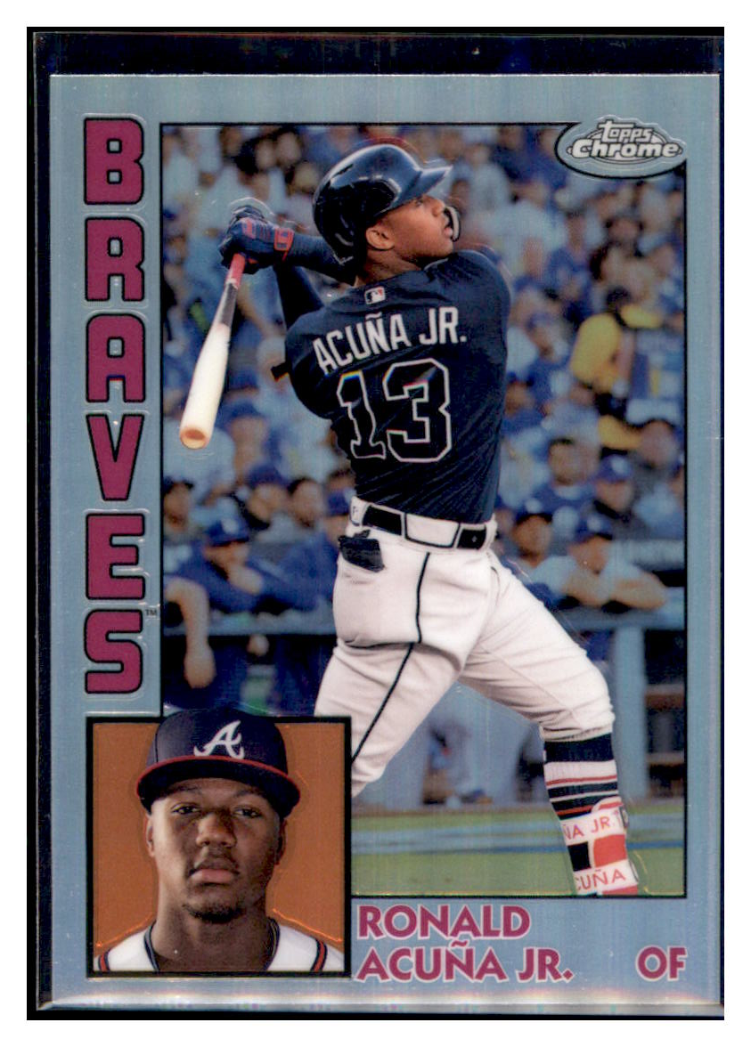2019 Topps Chrome Ronald
  Acuna Jr. 1984 Topps Baseball 
  Baseball card CBT1B simple Xclusive Collectibles