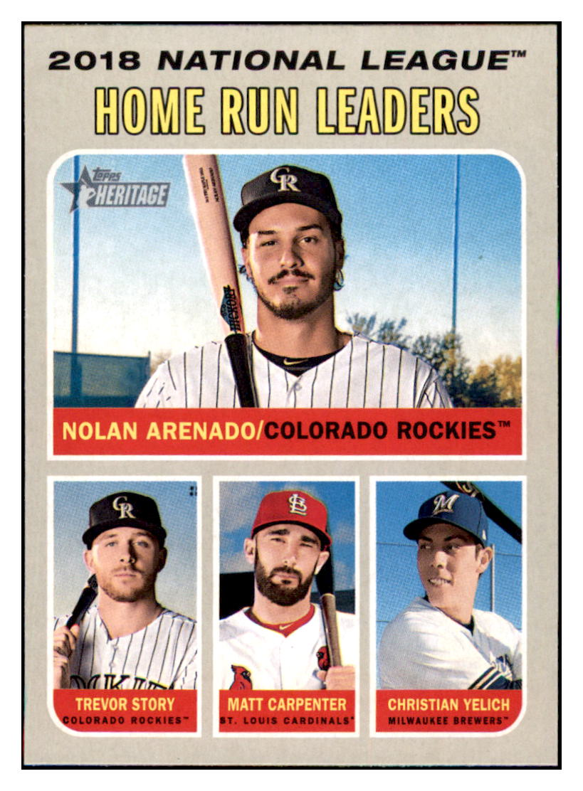 2019 Topps Heritage
Christian Yelich / Matt Carpenter / Trevor Story / Nolan Arenado CPC, LL Baseball card CBT1B simple Xclusive Collectibles