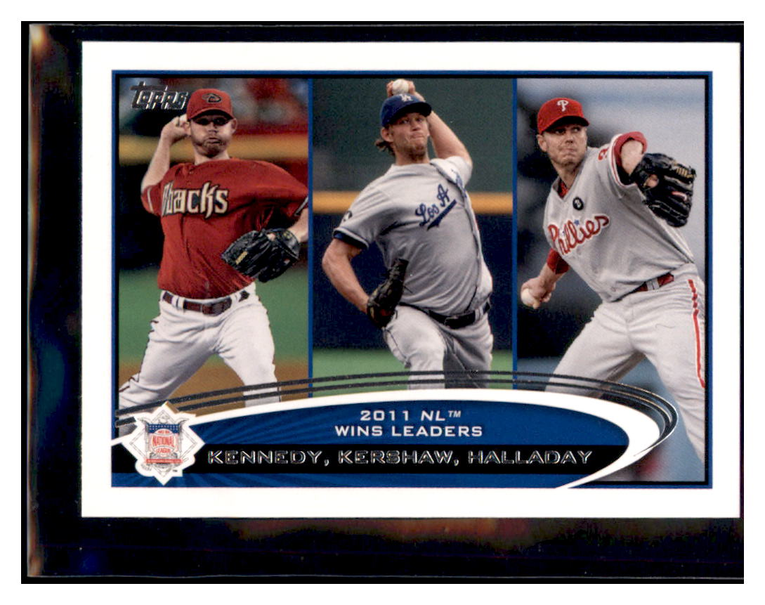 2012 Topps Ian Kennedy / Clayton Kershaw
  / Roy Halladay LL    Arizona
  Diamondbacks / Los Angeles Dodgers / Philadelphia Phillies #156 Baseball
  Card   DBT1A simple Xclusive Collectibles   