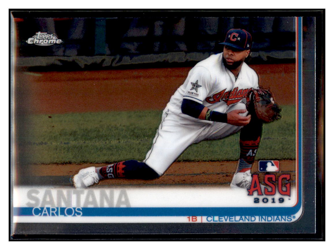 2019 Topps Chrome Update
  Edition Carlos Santana   ASG Cleveland
  Indians Baseball Card DPT1D simple Xclusive Collectibles   