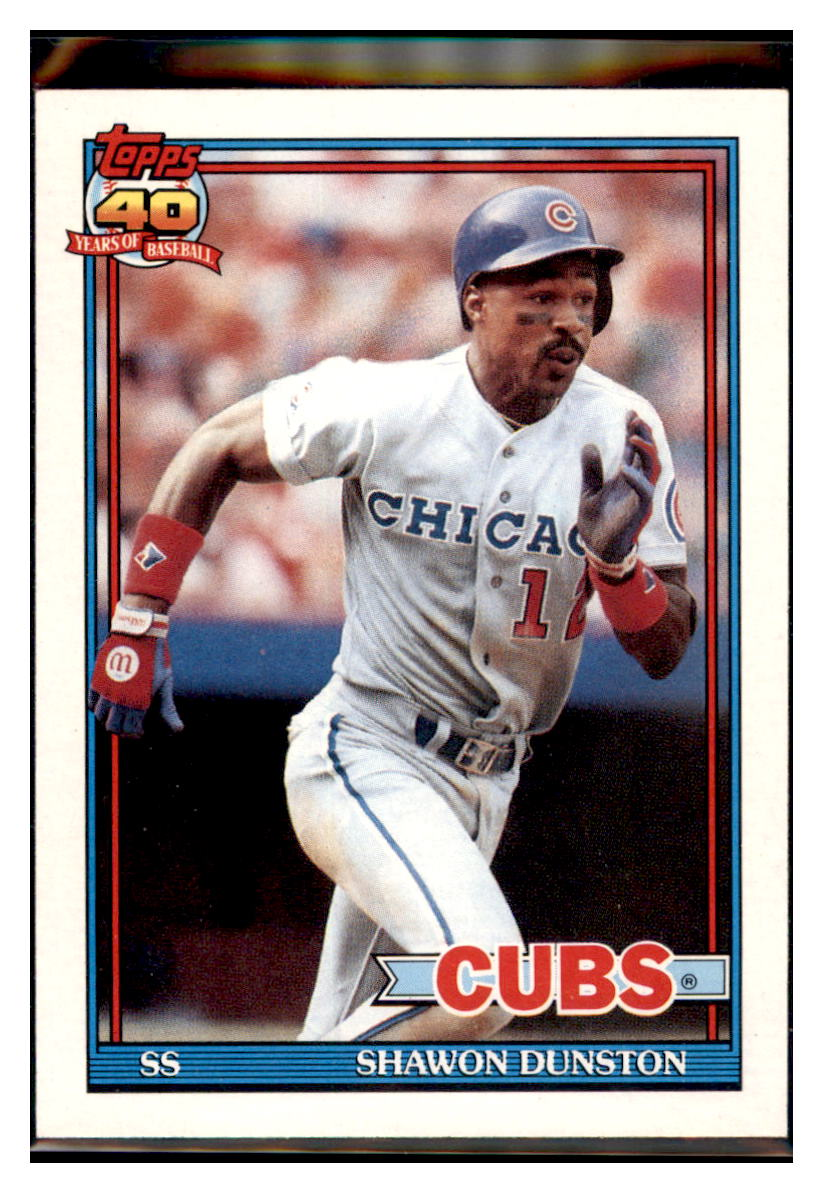 1991 Topps Shawon, Dunston Chicago Cubs Baseball Card, GMMGA_1a