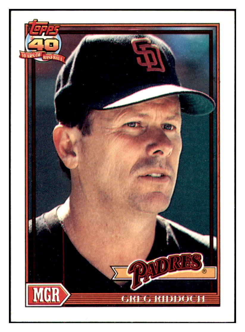 1991 Topps Greg Riddoch   MGR, TL San Diego Padres Baseball Card
  GMMGA simple Xclusive Collectibles   