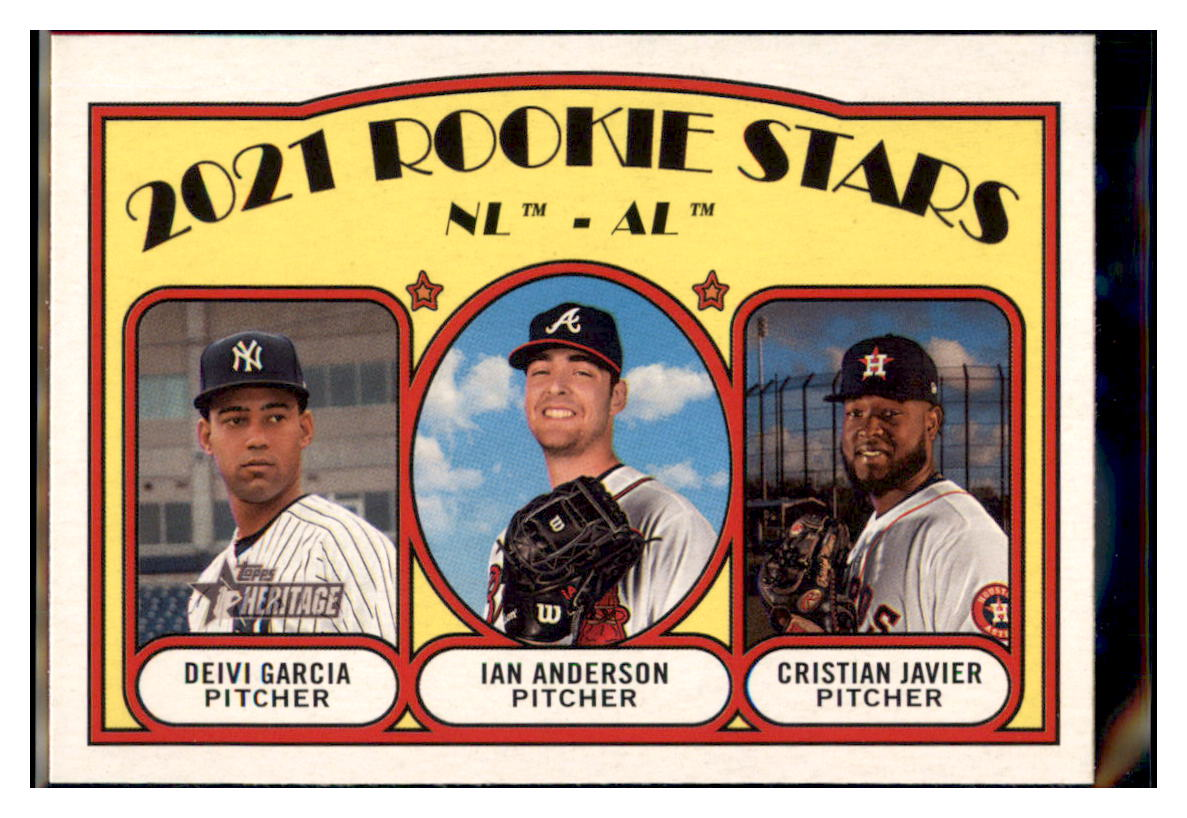 2021 Topps Heritage 2021
  Rookie Stars - NL - AL - Ian Anderson / Deivi Garcia / Cristian Javier
  RC   Atlanta Braves / New York Yankees
  / Houston Astros Baseball Card GMMGB simple Xclusive Collectibles