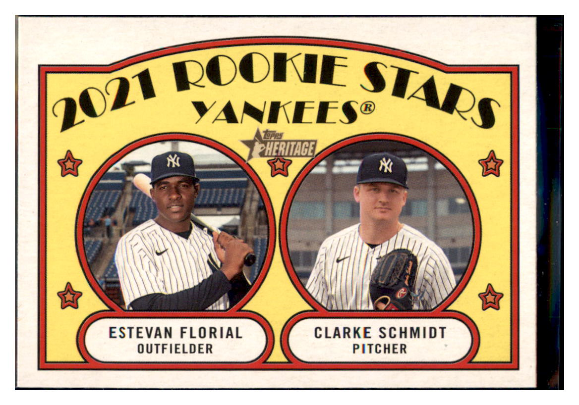2021 Topps Heritage 2021
  Rookie Stars - Yankees - Estevan Florial / Clarke Schmidt RC   New York Yankees Baseball Card GMMGB simple Xclusive Collectibles