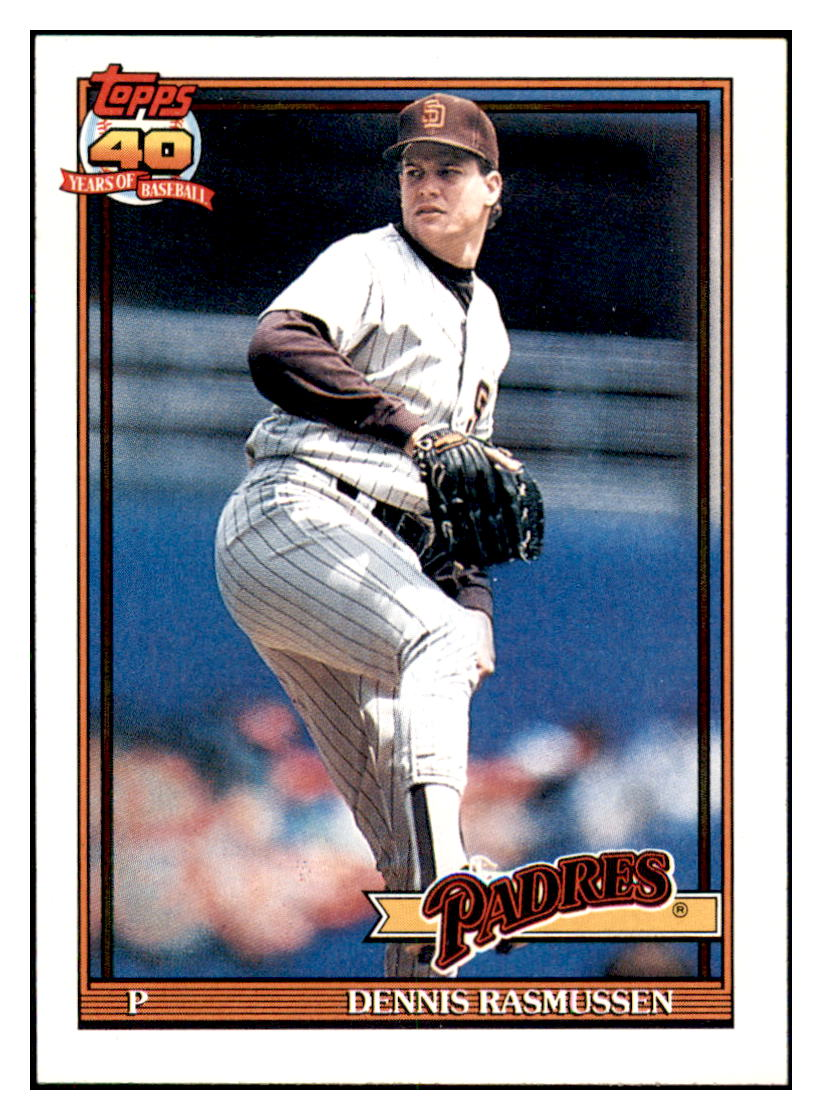 1991 Topps Dennis
  Rasmussen    San Diego Padres Baseball
  Card GMMGC simple Xclusive Collectibles   