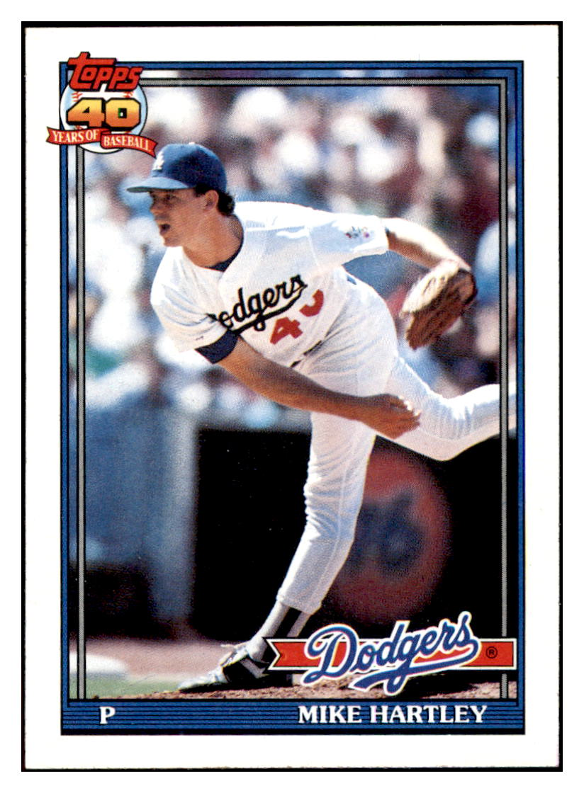 1991 Topps Mike Hartley Los Angeles Dodgers Baseball Card GMMGC simple Xclusive Collectibles