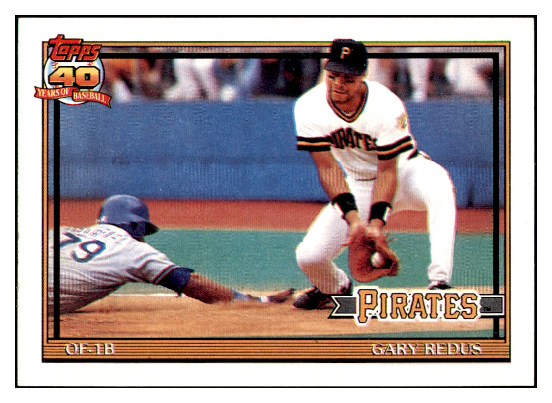 1991 Topps Gary Redus
UER  Pittsburgh Pirates Baseball Card GMMGC simple Xclusive Collectibles
