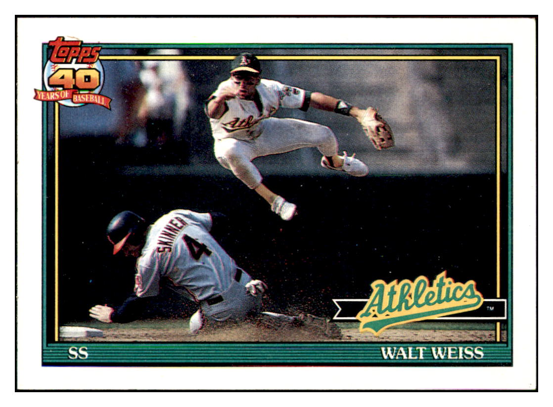 1991 Topps Walt Weiss Oakland Athletics #455 Baseball Card GMMGC