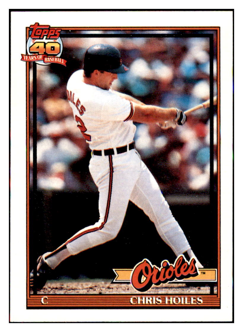 1991 Topps Chris Hoiles   VAR Dark inset border Baltimore Orioles
  Baseball Card GMMGC simple Xclusive Collectibles