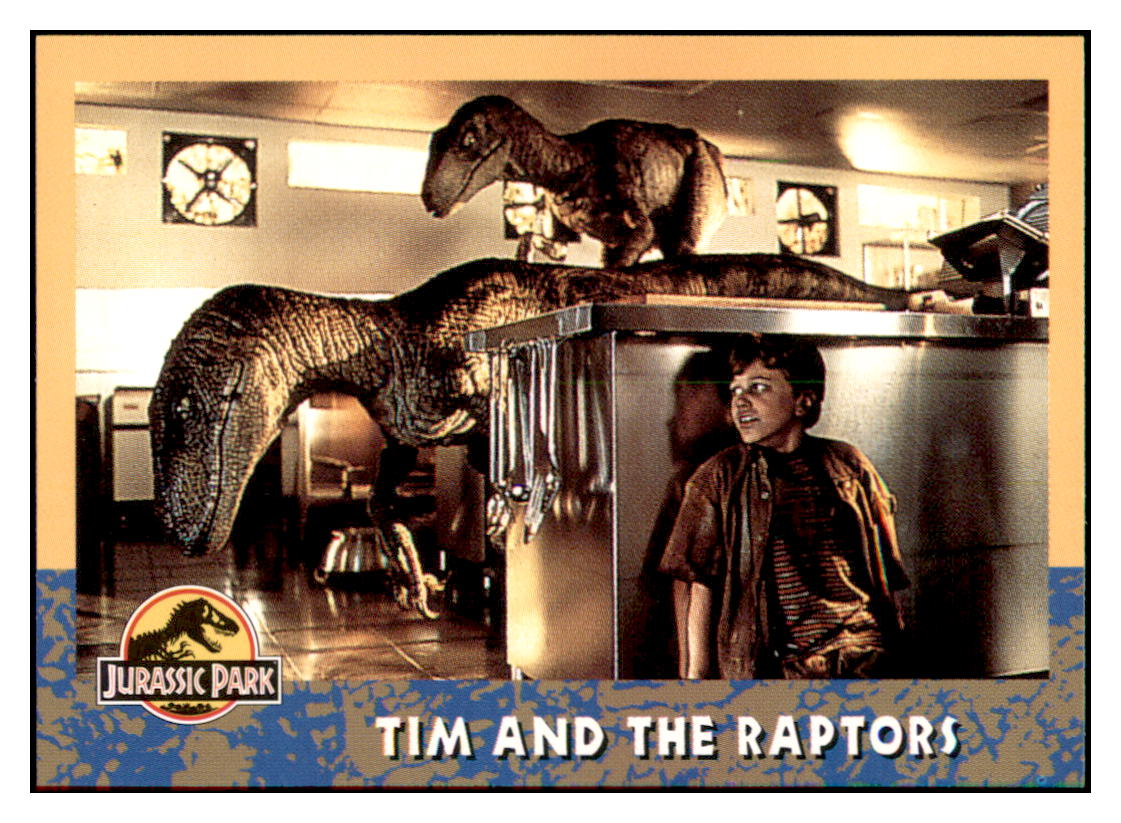 1993 Jurassic Park Tim and the Raptors Trading Card GMMGD simple Xclusive Collectibles