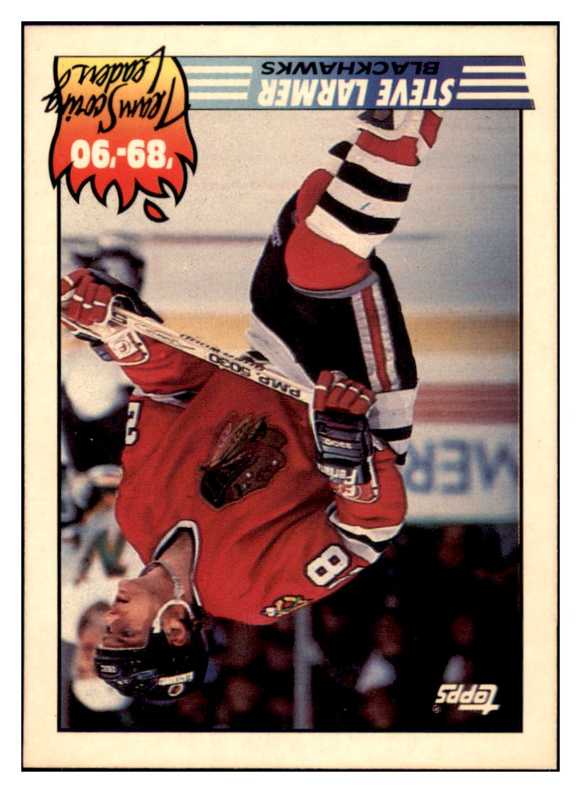1990 Topps Steve Larmer Team
Scoring Leaders Chicago Blackhawks
Hockey Card GMMGD simple Xclusive Collectibles