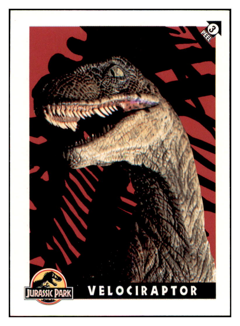 1993 Jurassic Park  Velociraptor Sticker Card GMMGD simple Xclusive Collectibles   