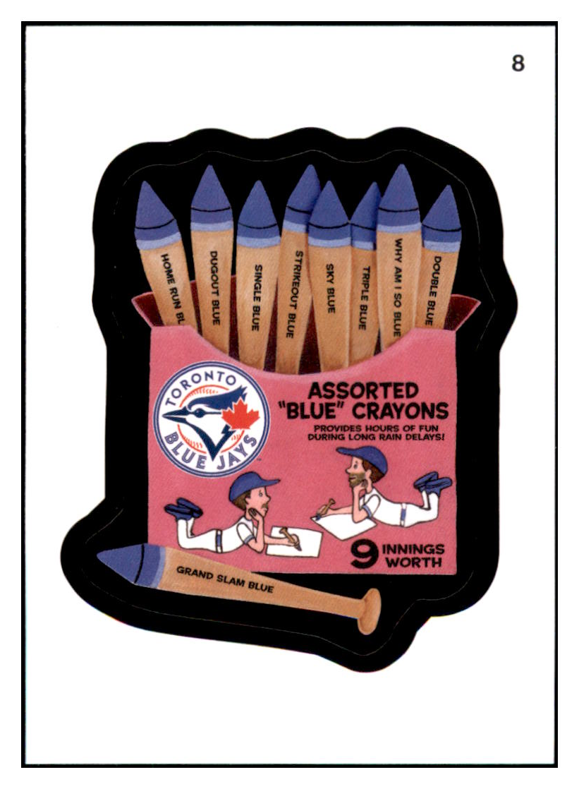 2016 Topps MLB Wacky
Packages Blue Jays Blue Crayons Green Turf Border Toronto Blue Jays Baseball Card GMMGD simple Xclusive Collectibles