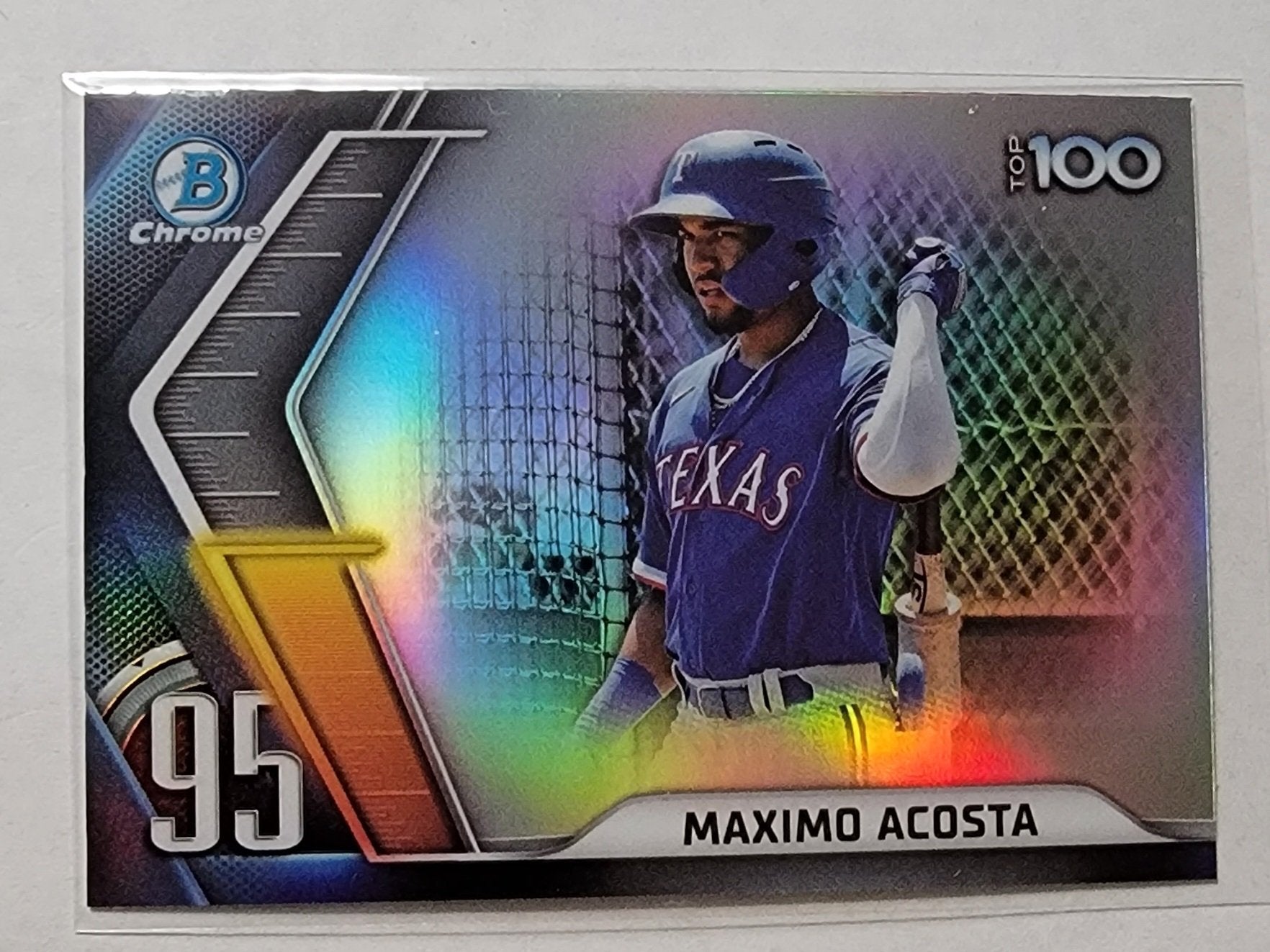 2022 Bowman Chrome Maximo Acosta Mega Box Top 100 Refractor Baseball Card AVM1 simple Xclusive Collectibles