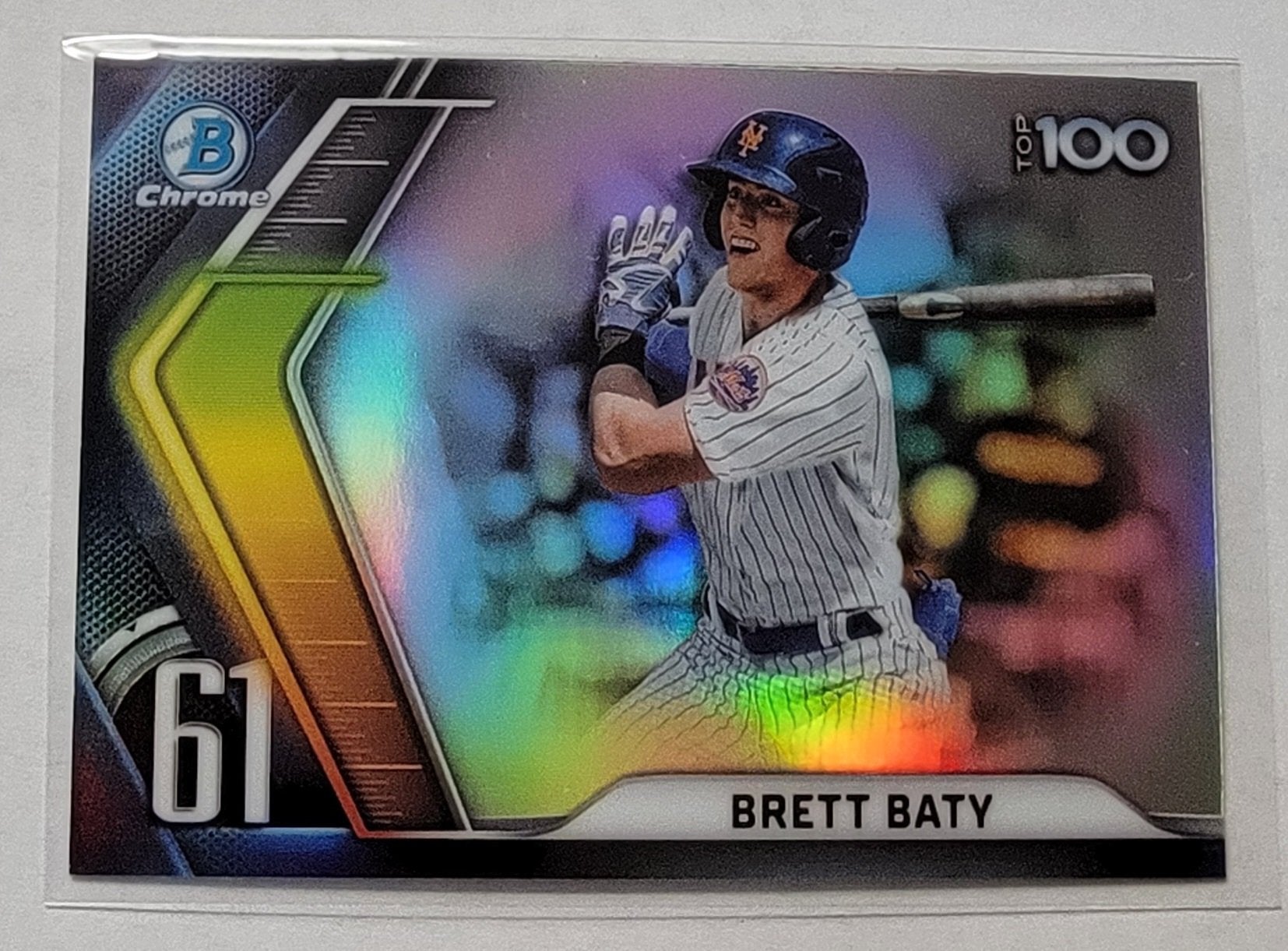 2022 Bowman Chrome Brett Baty Top 100 Refractor Baseball Card AVM1 simple Xclusive Collectibles
