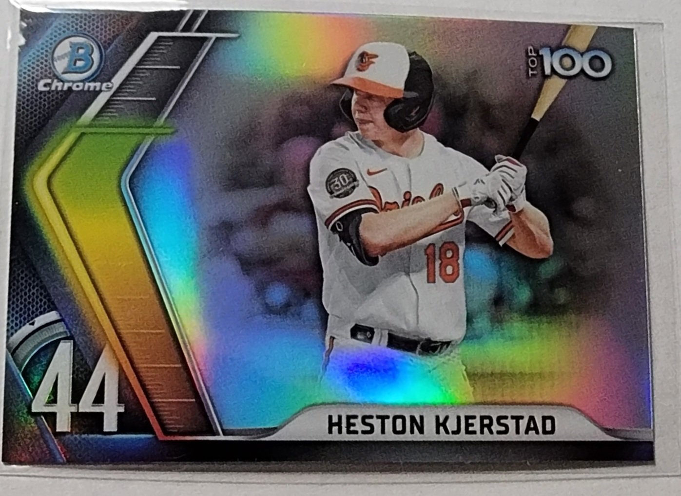 2022 Bowman Chrome Heston Kjerstad Mega Box Top 100 Refractor Baseball Card AVM1 simple Xclusive Collectibles