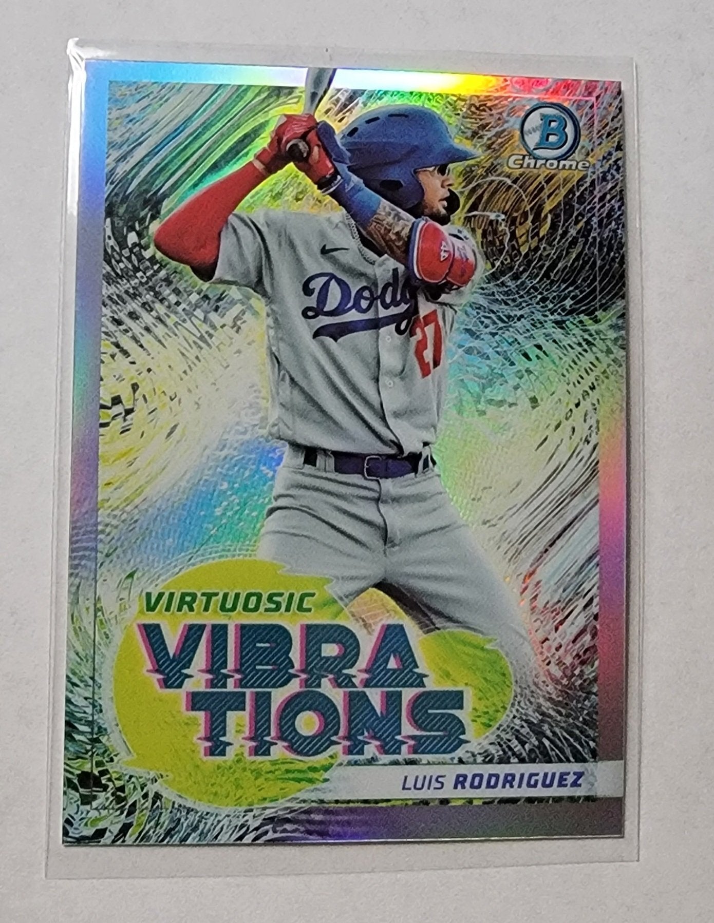 2022 Bowman Chrome Luis Rodriguez Virtuosic Vibrations Refractor Baseball Card AVM1 simple Xclusive Collectibles
