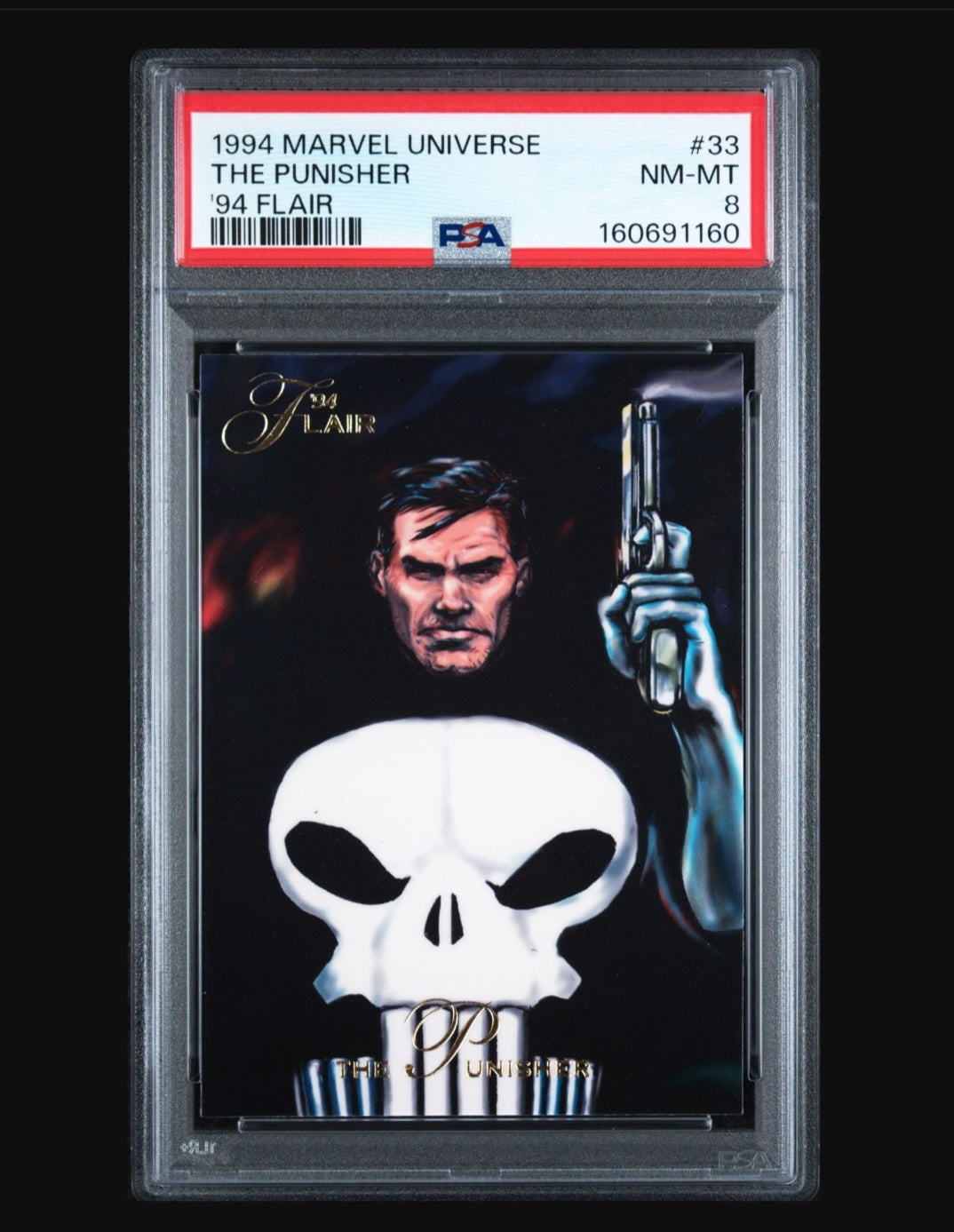 1994 Flair Marvel Universe The Punisher #33 PSA 8 Trading Card Front