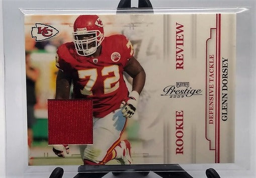 2009 Playoff Prestige Rookie Review Glenn Dorsey Relic Football Card simple Xclusive Collectibles