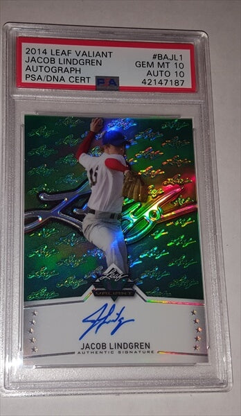 2014 Leaf Valiant Jacob Lindgren Dual Graded 10 Autographed Prospect Baseball Card simple Xclusive Collectibles