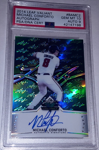 2014 Leaf Valiant Michael Conforto Dual Graded 10/9 Autographed Prospect Baseball Card simple Xclusive Collectibles