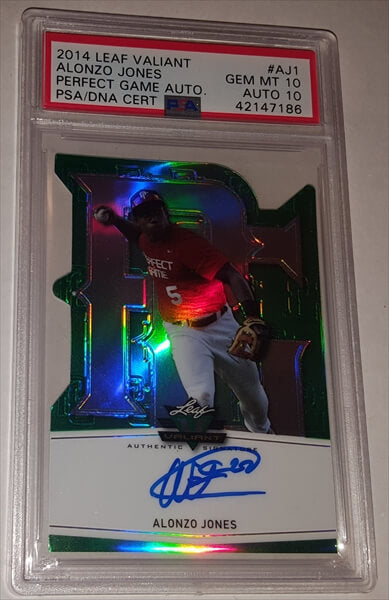 2014 Leaf Valiant Alonzo Jones Perfect Game Dual Graded 10 Autographed Baseball Card simple Xclusive Collectibles