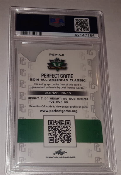 2014 Leaf Valiant Alonzo Jones Perfect Game Dual Graded 10 Autographed Baseball Card simple Xclusive Collectibles