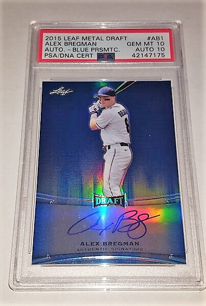 2015 Leaf Metal Draft Alex Bregman PSA Dual Graded 10 #'d Autographed Baseball Card simple Xclusive Collectibles