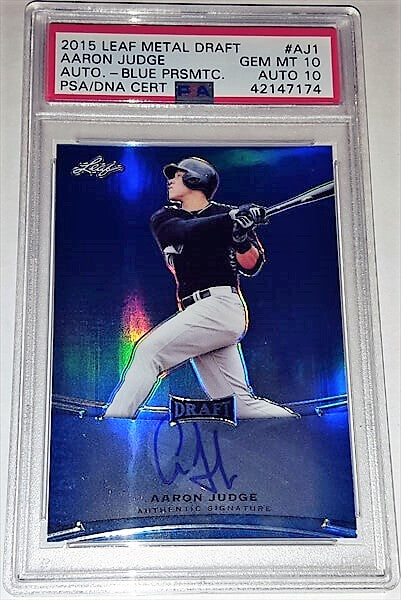 2015 Leaf Metal Draft Aaron Judge PSA Dual Graded 10 #'d/50 Autographed Baseball Card simple Xclusive Collectibles