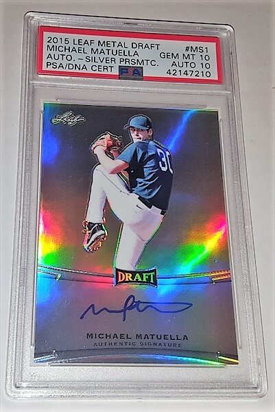 2015 Leaf Metal Draft Michael Matuella PSA Dual Graded 10 Autographed Baseball Card simple Xclusive Collectibles