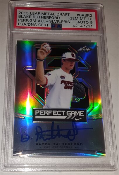 2015 Leaf Metal Draft Bronze Blake Rutherford PSA Dual Graded 10/9 Autographed Baseball Card simple Xclusive Collectibles