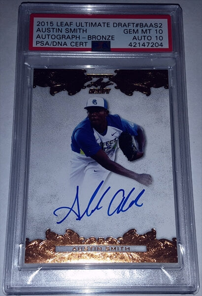 2015 Leaf Ultimate Draft Bronze Austin Smith PSA Dual Graded 10 Autographed Baseball Card simple Xclusive Collectibles