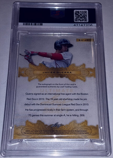 2015 Leaf Ultimate Draft Bronze Javier Guerra PSA Dual Graded 10 Autographed Baseball Card simple Xclusive Collectibles