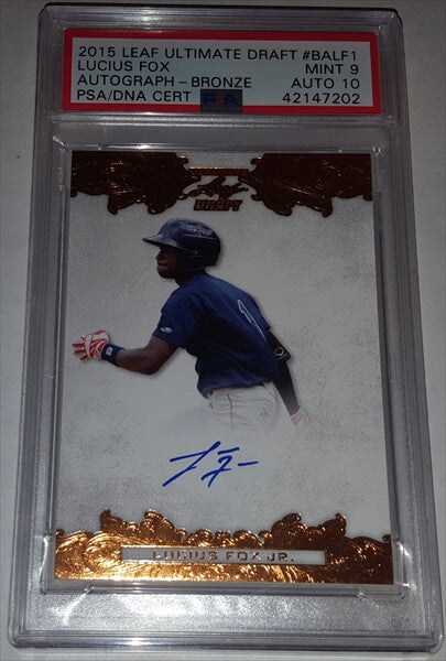 2015 Leaf Ultimate Draft Bronze Lucious Fox Jr. PSA Dual Graded 10 Autographed Baseball Card simple Xclusive Collectibles