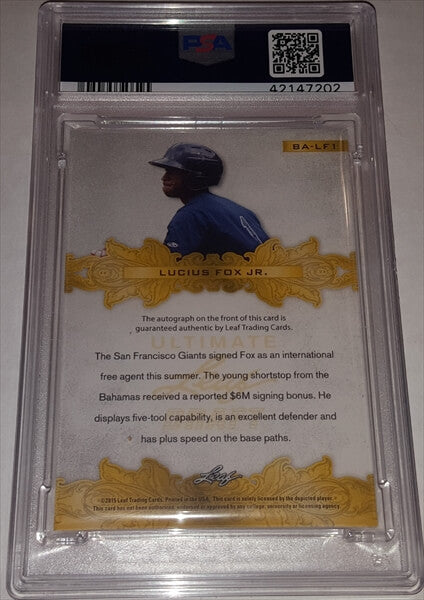 2015 Leaf Ultimate Draft Bronze Lucious Fox Jr. PSA Dual Graded 10 Autographed Baseball Card simple Xclusive Collectibles