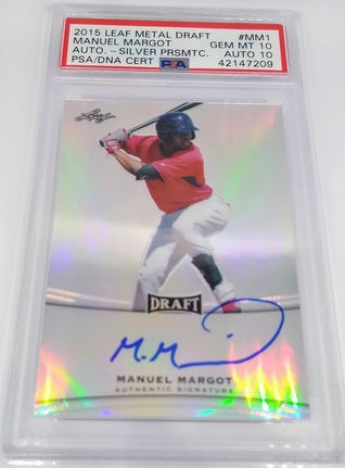 2015 Leaf Metal Draft Manuel Margot PSA Dual Graded 10 Gem Autographed Baseball Card simple Xclusive Collectibles