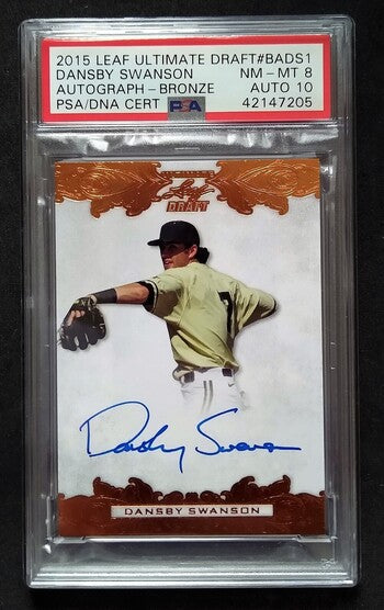 2015 Leaf Ultimate Draft Bronze Dansby Swanson PSA Dual Graded 8/10 Autographed Baseball Card simple Xclusive Collectibles