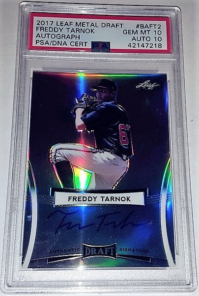 2017 Leaf Metal Draft Freddy Tarnok Dual Graded Autographed Baseball Card (Copy) simple Xclusive Collectibles