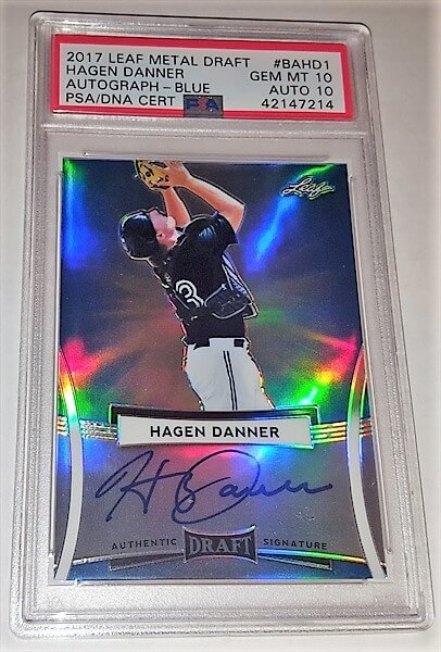2017 Leaf Metal Draft Hagen Daner Dual Graded Autographed Baseball Card (Copy) simple Xclusive Collectibles