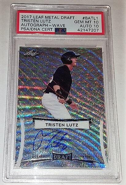 2017 Leaf Metal Draft Tristen Lutz Dual Graded Autographed Baseball Card simple Xclusive Collectibles