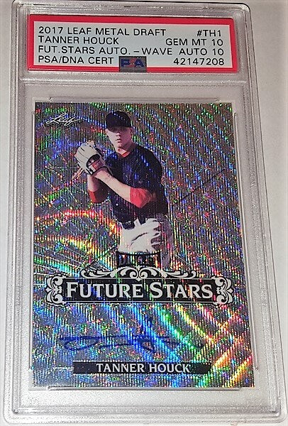 2017 Leaf Metal Draft Tanner Houck Dual Graded 10 Autographed Baseball Card simple Xclusive Collectibles