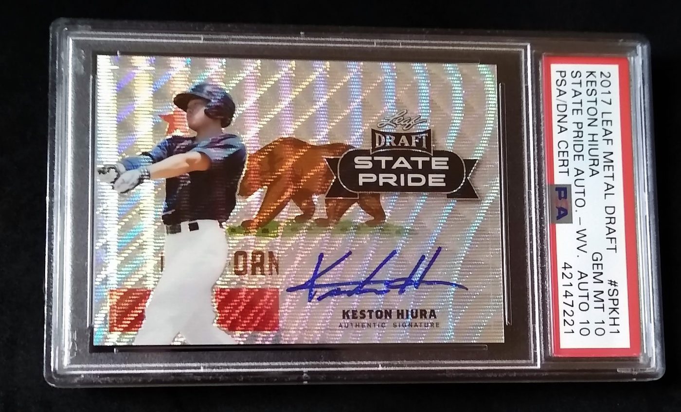 2017 Leaf Metal Draft Keston Hiura State Pride Dual Graded PSA 10 State Pride Perfect Baseball Card simple Xclusive Collectibles